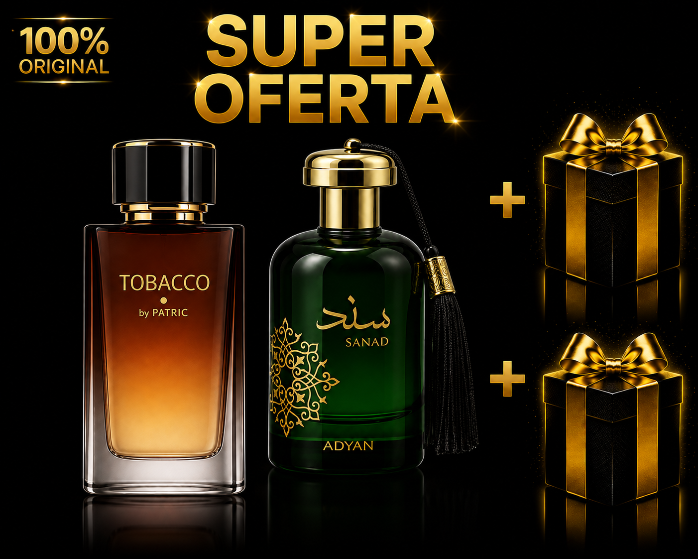 Pachet Tobacco 100ml + Sanad 100ml + 2 parfumuri cadou 100ml