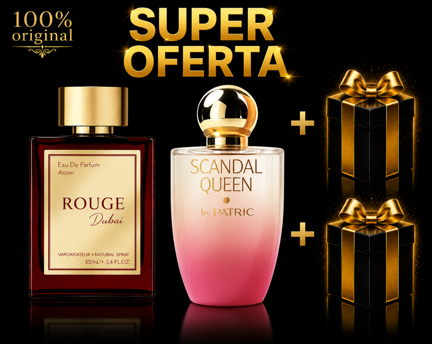 Pachet Rouge 100ml + Scandal Queen 100ml + 2 parfumuri cadou 100ml